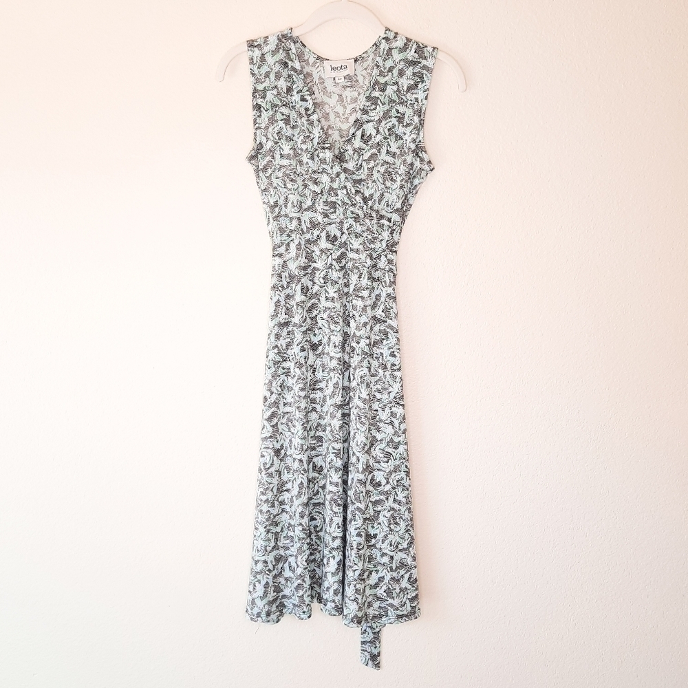 Leota Women Finnley Faux Wrap Sleeveless Jersey Dress XS